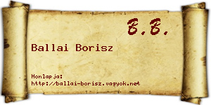 Ballai Borisz névjegykártya